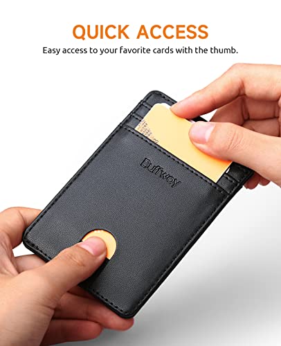 Buffway Mens Slim Wallet, Minimalist Thin Front Pocket Leather Credit Card Holder with RFID Blocking for Work Travel3