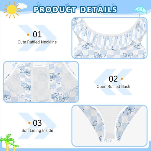 Ropa de baño para niñas pequeñas con lazo y diseño tierno de volantes 5