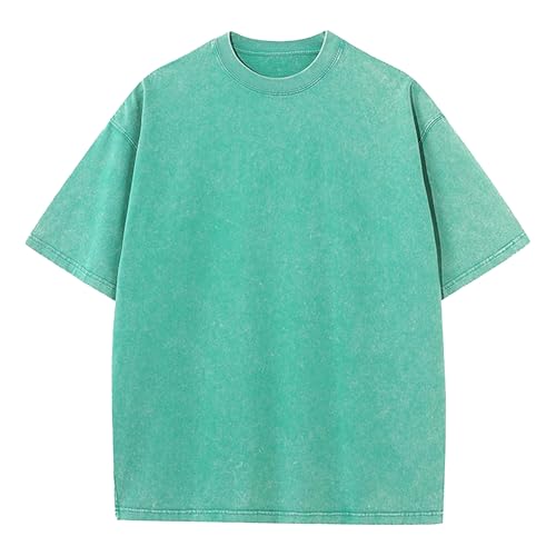 Men's Cotton Short Sleeve T-Shirts Casual Loose Crewneck Pullover Tops Vintage Distressed Summer Basic Tees