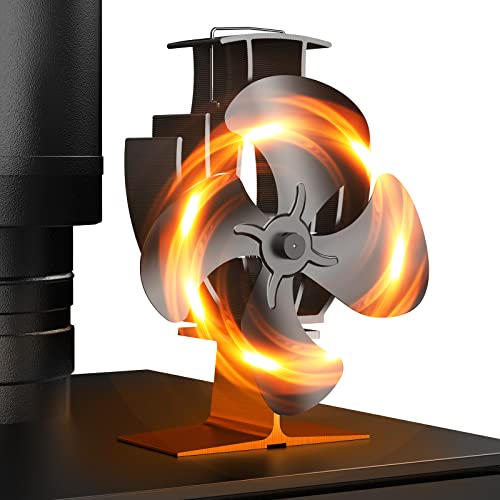 WAPEMORK Fireplace Fan, 4 Blades Heat Powered Wood stove Fan non-Electric ecofan for Home Circulating Warm Air Accessorie