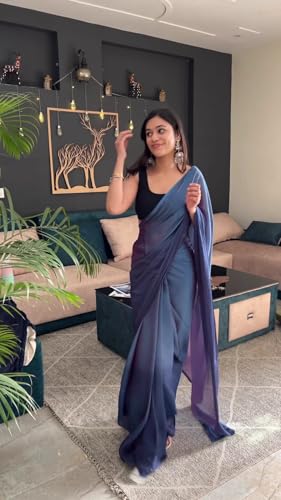 Image of Avantika Fashion Women's Amazing Plain Georgette Saree With Blouse Piece