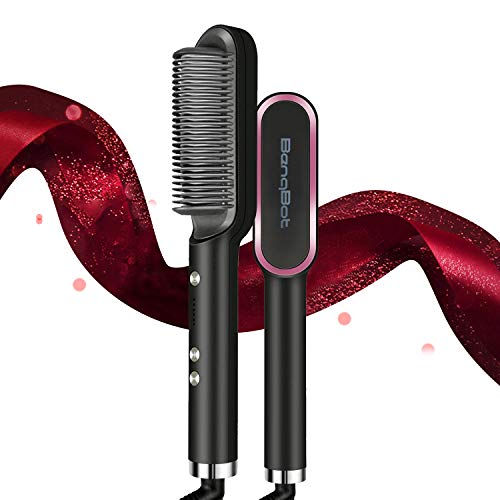 Haarglätter Bürste Glättbürste, Glättungskamm mit Verbrühungsschutz, 30s Schneller Keramikerwärmung, 5 Wärmestufen, Automatische Abschaltung Funktion, Tragbare Frizz-Free Elektrischer Glättungbürste Cover