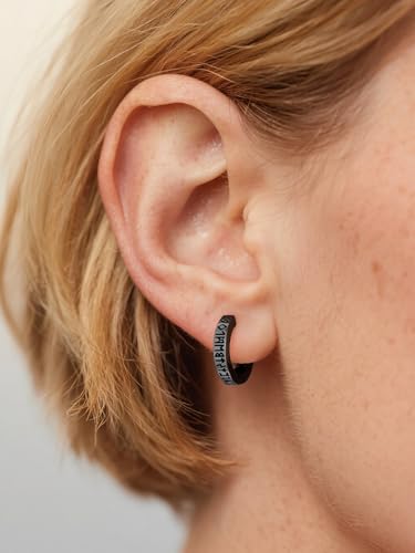 U7 Viking Hoop Earring for Men Stainless Steel/Black/Gold Huggie Hoops Earrings, Norse Viking Runes Hoop/Hexagon/Triangle Punk Jewelry Hypoallergenic Gift for Men Women3