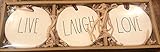 Rae Dunn Christmas Holiday Ornaments - Set of 3 (Live Laugh Love)