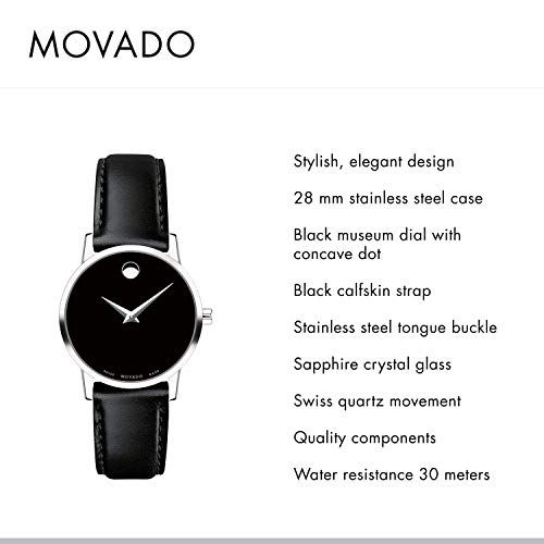 Movado Museum Classic Women's Watch - Swiss Quartz Movement, Calfskin Strap - 3 ATM Water Resistance - Luxury Fashion Timepiece for Her - 28mm2