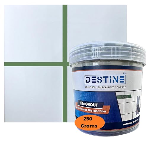 Image of DESTINE READY-TO-MIX inchTILE GROUT inch (16 COLOURS) (ALL PACKS: 100 Gm,250 Gm,400 Gm,800 Gm,1 Kg), Waterproof, Cement Based Tile Joint Filler, Crack Filler, Tiles Gap Filler (250 Gm, Green)