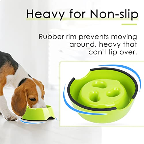 Super Design Dog Bowl Cat Bowl Slow Feeder - Slow Eating Habit Maker Dog Cat Food Bowl Anti-Gulping Puppy Slow Feeder Bowl For Dry Wet Raw Food Non-Slip Slow Feeder For Small Medium Large L Green #TOP4