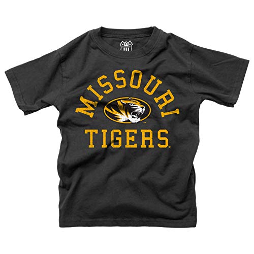 Wes and Willy NCAA Kids S/S Organic Cotton Tee Shirt, Missouri Tigers, Black, 2T