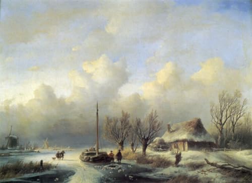 Peinture Paysage d'Hiver Abstrait pour Décoration Chambre Cosy