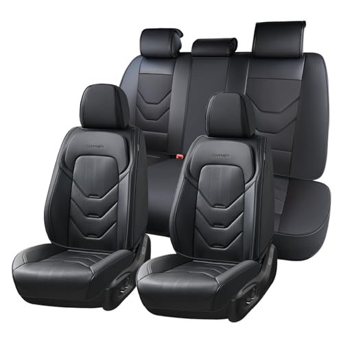 Image of Coverado Car Seat Cover, Black Seat Covers for Cars, 5 Seat Leather Seat Covers, Waterproof Car Seat Protector, Front and Back Seat Cover, Universal Car Seat Cushion for Most Sedan SUV Truck