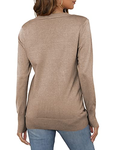 VERABENDI Women Long Sleeve Snaps Button Down V Neck Cute Knit Sweater Cardigan3