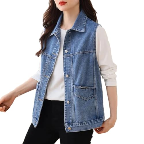 REHJJDFD Women's Casual Denim Vest Middle-Aged Mother Waistcoat Tops