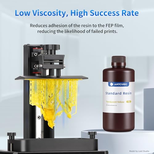 Image of ANYCUBIC 3D Printer Resin, 405nm SLA UV-Curing Resin with High Precision and Quick Curing & Excellent Fluidity for LCD 3D Printing (Clear Yellow, 1kg)