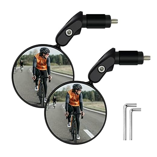 Bike Mirror, 2 Pcs 360˚ Rotatable Bar End Bicycle Mirrors for Handlebars, Wide Angle Convex Bike Mirrors Handlebar Rearview Mirror Bike Mirrors for Handlebar End Mount Mountain Road Adult Bike Cycling