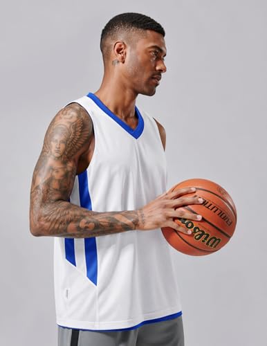 Liberty Imports Reversible Men's Mesh Athletic Basketball Jersey Single for Team Scrimmage (Blue/White, XX-Large)