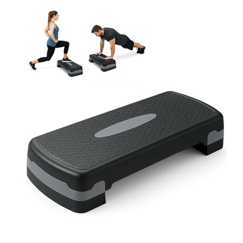 Step aérobic avec hauteur réglable et surface antidérapante ABS pour entraînement de cardio gym.