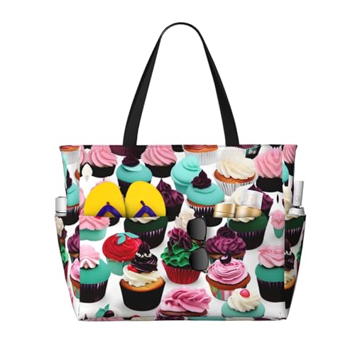 Sac à bandoulière étanche à motif cupcake pour protéger vos affaires à la plage