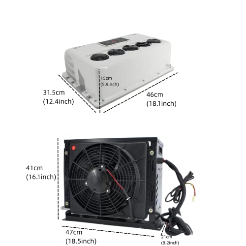Nekpokka Dc 12V Air Conditioning Vehicular Parking Air Conditioning/Electric Variable Frequency Split Air Conditioning Rv Excavator Passenger Car Truck Air Conditioning (12V Voltage, Black) #TOP3