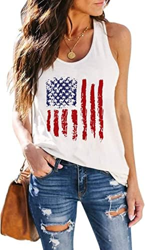 DESFSE American Flag Tank Top Women 4th of July Tanks Tops for Womens USA Flag Patriotic Shirts Vest Racerback Sleeveless Tee