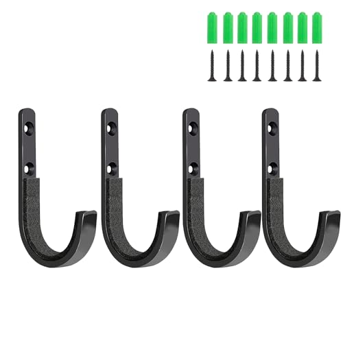 Wsetyy 4Pcs Padded Gun Rack Hooks Wall Mount Garage Hooks Ladder Bicycle Gun Wall Hooks Coat Heavy Duty Stainless Steel Hook Wall Hanger for Hunting Rifle Shotgun Garden Hose Bike