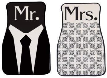 VictoryStore Newlywed Mr. and Mrs. 2 Piece Carpet Car Floor Mat Set