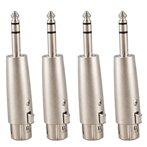 Bloepum 4X New XLR to Female 6.3mm Jack Lead Plug Mic Microphone Patch Cable Adapter