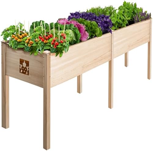 Maple99 Raised Garden Bed with Legs 72x23x30 - Natural Cedar Wood Elevated Planter Box, Veggies, Herbs - 300lb Capacity - Natural