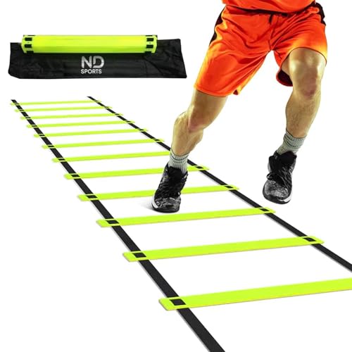 ND Sports Agility Ladder – 2m, 4m, 6m & 8m Speed Training Ladder with Adjustable Flat Rungs & Carry Bag – Ideal for Fitness, Footwork, Agility & Coordination Drills – Indoor & Outdoor Use