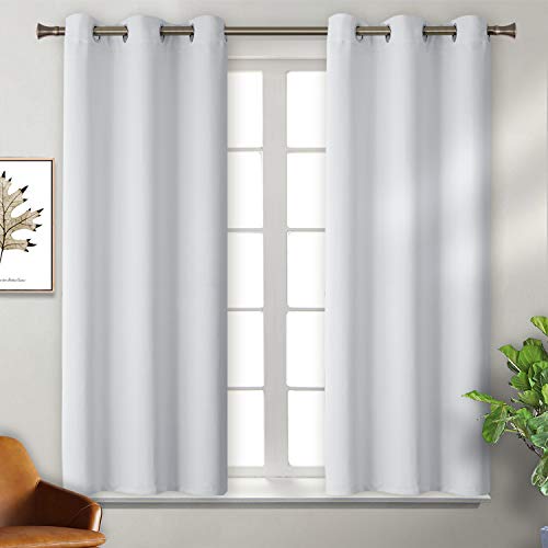 BGment Kids Blackout Curtains for Bedroom - Grommet Thermal Insulated Silver Star Print Room Darkening Curtains for Living Room, Set of 2 Panels (38W x 45L, Greyish White)