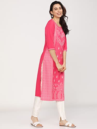 Image of Ketch Polyester Women's Regular Fit Printed Threeforth Sleeve Kurta