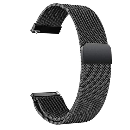 LYYLTX Edelstahl Mesh Uhrenarmband Metall Ersatz Armband Magnetverschluss Smartwatch Schnellverschluss Watch Uhren Ersatzband Für Damen Herren 14mm 16mm18mm 20mm 22mm 24mm (22mm,Schwarz)