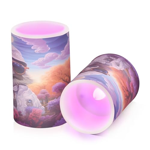 ALAZA Wolf (44) Flickering Flameless Candles Battery Operated with Remote Timer,Tea Light Candles LED Pillar Votive Candles Set of 2 for Outdoor Indoor Decorations