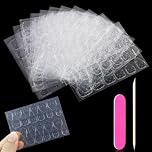Qufiiry False Nails Stickers Set, Includes 11 Sheets/264pcs Nail Adhesive Tabs, Cuticle Pusher and Nail File, Waterproof for DIY Nail Decorative Art