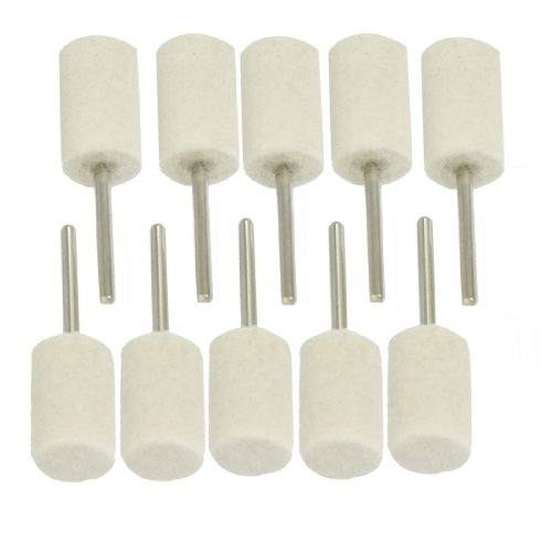 Aexit 10 Pcs Abrasives Polishing Buffing Tool 3mm drill hole 14.5mm Medium Cylindrical Felt -s Model:61as493qo625