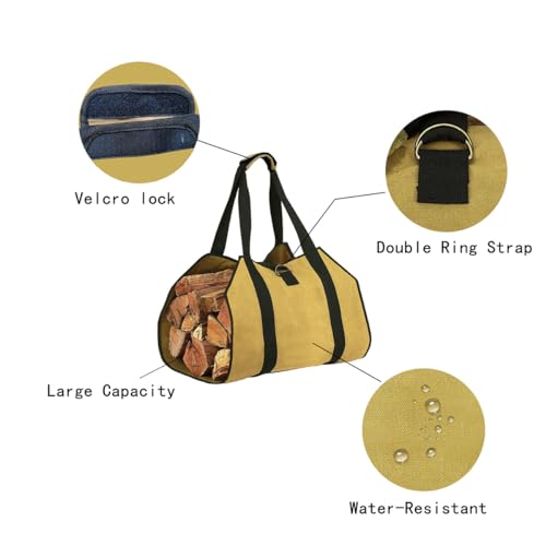 Alotoa US-FC-B Firewood Carriers,Canvas Log Carrier Bag,Outdoor Wood Racks,Fireplace Stove Accessories,Extra Large Firewood Holder thumb #2