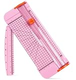 A4 Size Paper Cutter with Scale, 15 Inch x 5.6 Inch Pink Paper Guillotine for Coupon, Label, Cardstock, and Scrapbooking Craft for Office and Home (Pink)