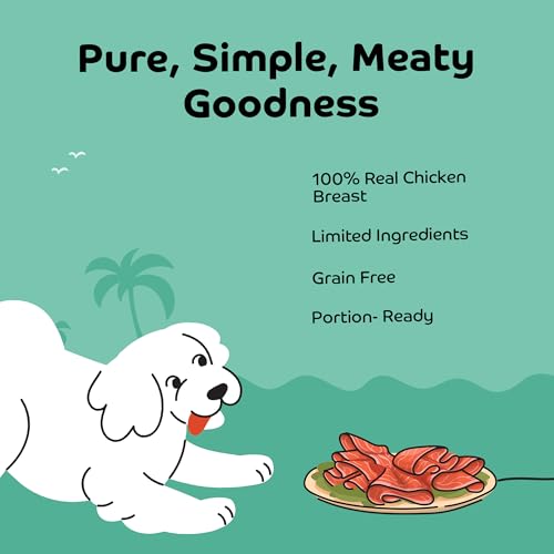 Image of Tender Chicken Jerky Slices Dog Treats for Puppies & Adult Dogs | Made with Real Chicken Breast | High-Protein Low-Fat Grain-Free Dog Snacks | Pack of 5 | 50g x 5