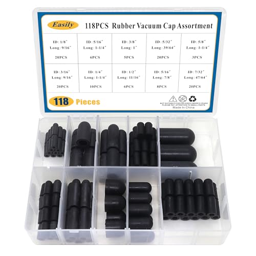 118 Pcs Vacuum Caps Assortment 10 Sizes Rubber Vacuum Caps Kit Vacuum Plugs Hose End Cap for Carburetor Manifold Automotive 3/16 5/16 7/32 1/4 5/32 3/8 1/8 1/2 5/8