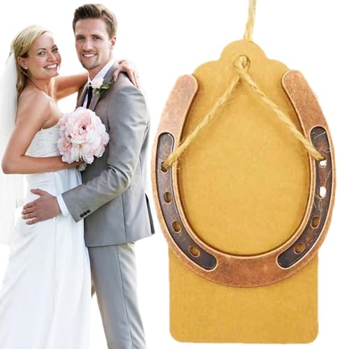 Lnhgh - Decoración de herradura de caballo, favores de boda de herradura artesanal vintage con etiquetas, decoraciones de herradura de metal vintage para decoraciones de fiesta occidental