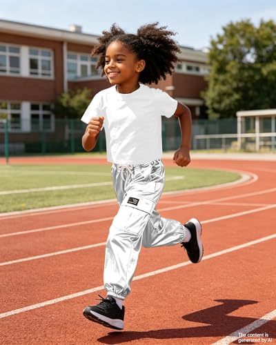 Image of SANGTREE Girls' 2 Piece Outfits T-Shirt and Drawstring Cargo Jogger Pants Clothing Set, 4-14 Years