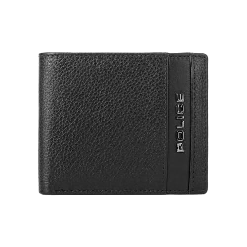 Image of Police Men's Genuine Leather Bifold Wallet with Coin Pocket | 4 Card Slots | Slim Wallet| 2 slip in pockets |Gift box packaging
