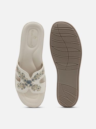 Buy Marc Loire Women's Stylish Ethnic Flats Sandal White Cream - Image 5