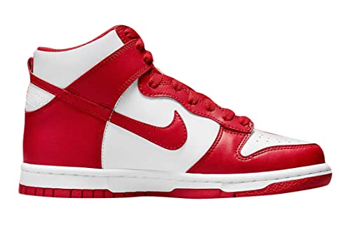 Nike Dunk Hi Retro Basketballschuhe f&uuml;r Herren, Wei&szlig; Rot Universit&auml;t, 45.5 EU