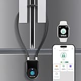 Keylesslife Fingerprint Fridge Lock,Child Proof Refrigerator Lock for Kids & Adults,Smart Cable Lock APP Control Waterproof Cabinet Lock for Fridge French Door Cabinet Gate Fence