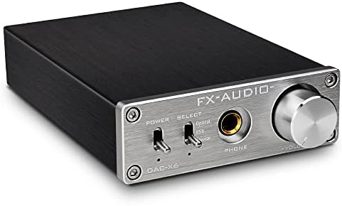 KGUSS FX-Audio DAC-X6 Mini HiFi 2.0 Digital Audio Decoder DAC Input USB/Coaxial/Optical Output RCA/Headphone Amp 24Bit/96KHz DC12V(Silver)