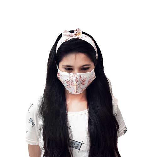 Marshland Cotton Face Mask And Bow Anti-Pollution Printed Cotton Mask With Beautiful Bow For Girls (Multicolor)