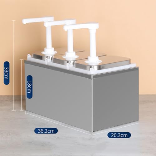 Distributeur à condiments de 2 L avec pompe inox et 3 pots de sauce