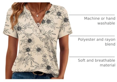 Image of WEESO Womens Tops Summer Short Sleeve V Neck Blouses Business Casual Loose Fit Tshirts Trendy Fashion Outfits