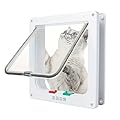 Cat Door for Windows, Pet Doors and Sliding Door, Safety Pet Door with 4 Way Lock, Weatherproof Cat Flap for Thin Door and Wall (21cm x 19.5cm Flap) Two-Way Entry and Exit Cat Door Dog Flap-L
