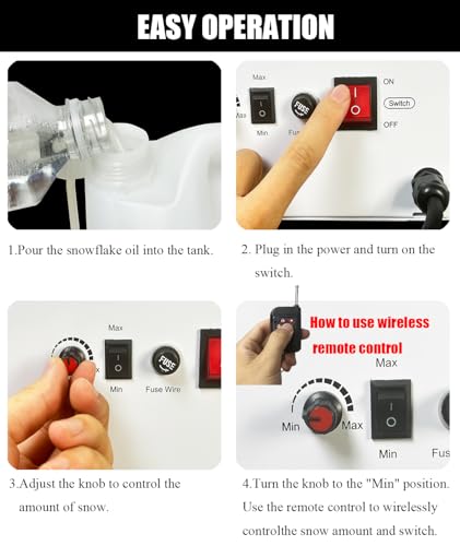 langxun 1500w snow machine with manual amp wireless remote control  large output snowmaking machine for indoor amp outdoors  adjustable snowflake size  perfect for christmas weddings and parties